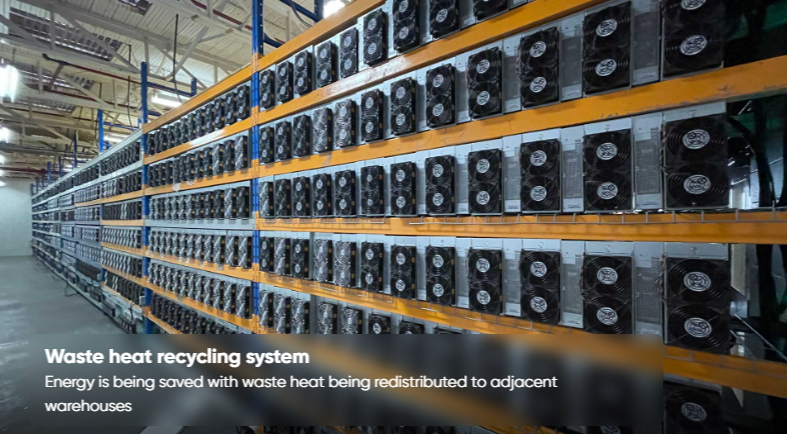 Bitcoin mining and waste heat recycling system