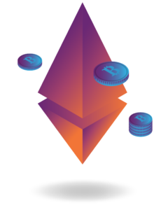 A 3D rendering of the Ethereum Spot ETfs 2024 icon, featuring its distinctive octahedron shape in shades of blue and white, with a glowing effect to emphasize its three-dimensional aspect.
